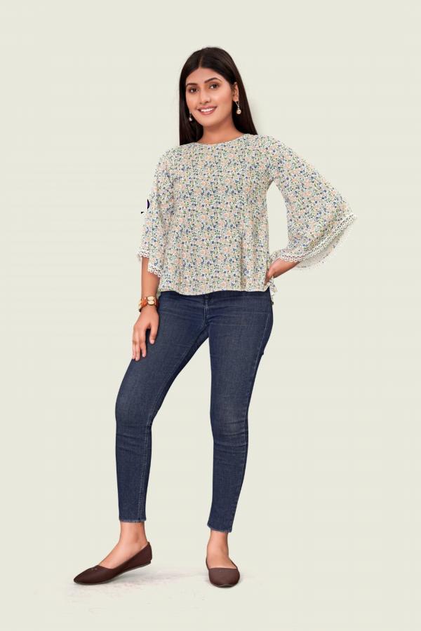 Ff 1002 Western Designer Printed Top With Inner western wear